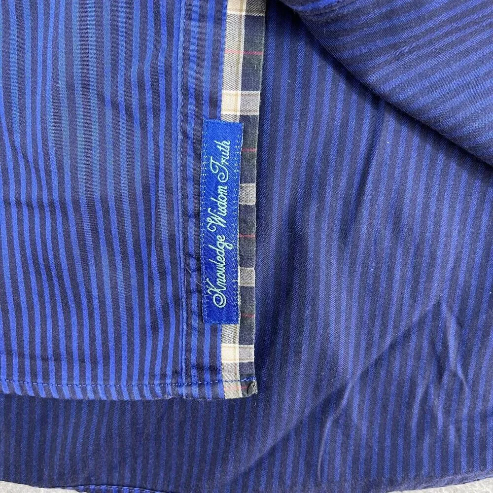 Robert Graham Shirt Men‎ XL Blue Stripes Flip Cuff Long Sleeve Button Up